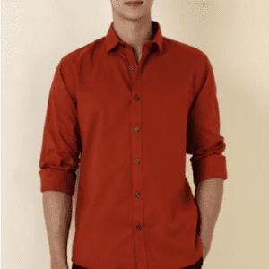 Men Red Full Sleeves Casual Shirt