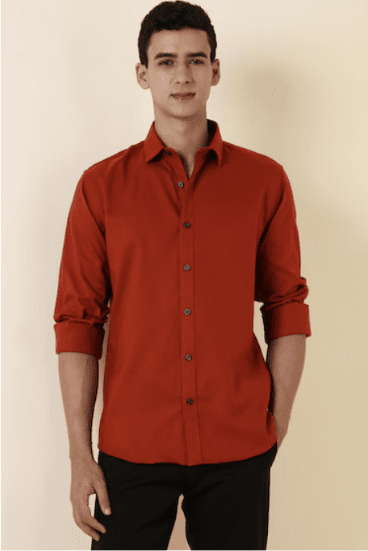 Men Red Full Sleeves Casual Shirt
