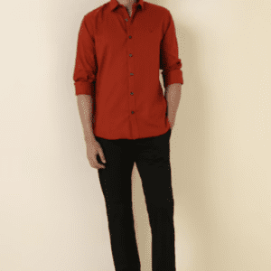 Men Red Full Sleeves Casual Shirt