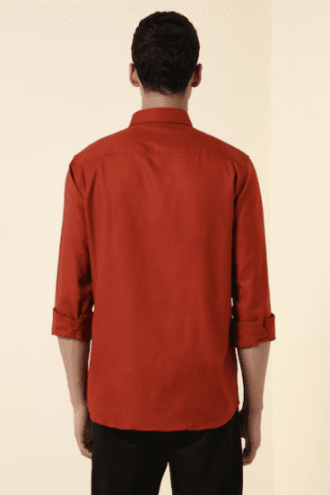 Men Red Full Sleeves Casual Shirt - Image 3