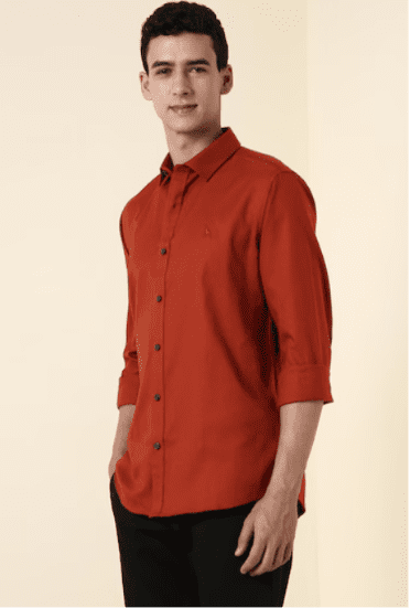 Men Red Full Sleeves Casual Shirt - Image 4