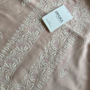 Pink Mul Chanderi fabric Mens Kurta